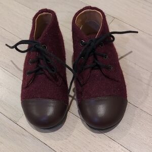 Leather Kids Burgundy Lace-Up Shoes